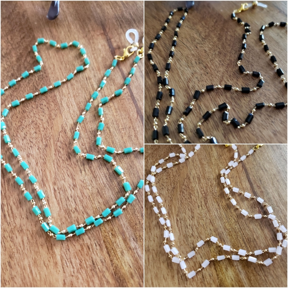 32" Handmade Black, & Pink Link Eyeglass Chain